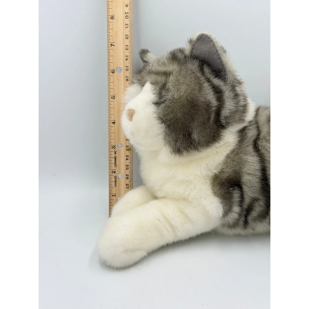 Douglas Plush Cat Grey White Striped Tabby Lying Stuffed Animal 19